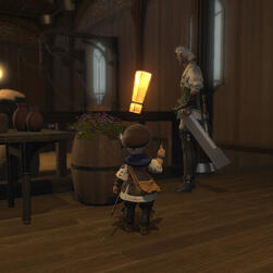Nononpa performs the Eureka emote near Beatin, timbermaster of the Carpenters' Guild.